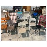 Patio chairs, wood chairs, folding metal chairs