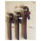 3 assorted pipe wrenches