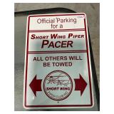Short wing piper pacer metal sign