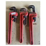 3 assorted pipe wrenches
