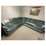 Blue sectional with hide a bed