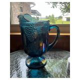 Blue Indiana Carnival grape pattern pitcher