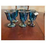 6- Carnival blue Indiana  grape stemmed glasses