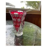 Beautiful, red and clear crystal vase