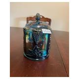 Carnival grape pattern Candy dish blue Indiana