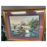 Beautiful framed horse carriage, bridge 33 x 40