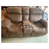 Microsuede loveseat electric ends with charger
