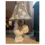 White rooster lamp with shade
