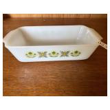 White and green flower fire king dish