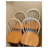 4- white and wood chairs