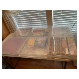 6 12x12 plastic boxes & contents
