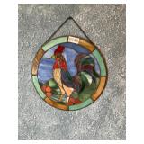 Lead stained glass rooster decor, 12 inches
