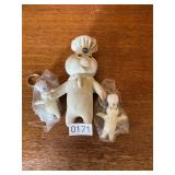 3- Pillsbury doughboy, rubber dolls keychains