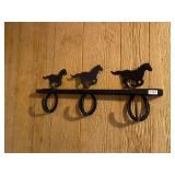 Horse and horseshoe rack
