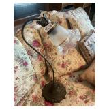 Glass globe metal leaf design lamp