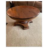 Round wooden coffee table