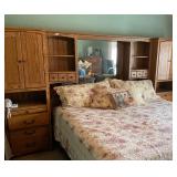 King size wooden headboard/ bookshelf unit