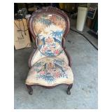 Vintage wood and bird padded chair