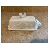 White rooster, butter dish