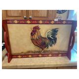 Rooster platter with handles