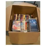 Kids VHS tapes, a few DVDs