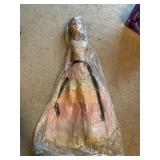 Large vintage dog, pink, orange purple dress