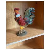 Colorful, metal rooster decor