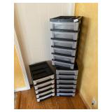3 black plastic storage drawers see all pics