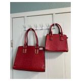 Matching red shoulder and handbag s