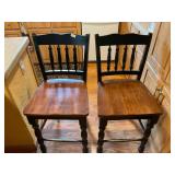 2- wooden bar stool chairs