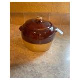 Brown crock with lid