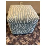 Blue and White Zebra design ottoman