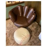 Baseball glove/ball seat and ottoman set
