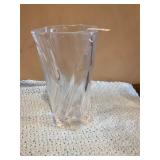 Crystal glass swirled vase