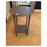 Gray round wood table