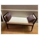 Wood and white padded bench