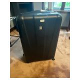 Black hard plastic rolling suitcase