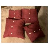 4- red button pillows