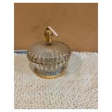 Crystal candy dish with gold trim