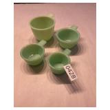 Jadite Fireking Measure cups. 1c, 1/2, 1/3, 1/4