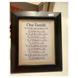 Framed our family sign