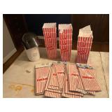 Hot air popcorn maker and popcorn bags/buckets