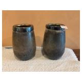 2- smokey Black Glass vases