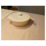 White/Amber Fireking covered dish