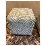 Blue and White Zebra design ottoman