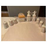 9- Vintage White Iridescent porcelain canisters