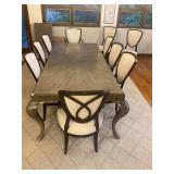 Beautiful Dining table, 2 leaves , 10 chairs