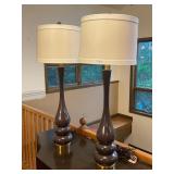 Safavieh Mae Long Neck taupe ceramic lamps