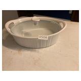 French white corning ware dish with lid
