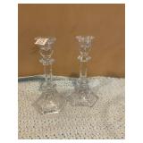 2- crystal glass candle holders